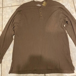 B mens Rugged Trails casual solid brown long sleeve shirt XXL.    NWT